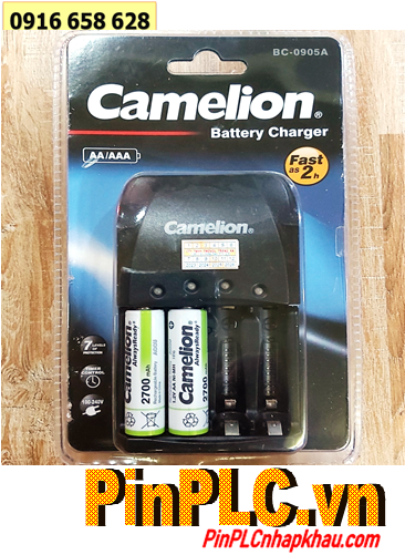 Camelion BC-0905A _Bộ sạc 2giờ BC-0905A kèm 2 pin sạc Camelion NH-AA2700ARBP2 (AA2700mAh 1.2v)